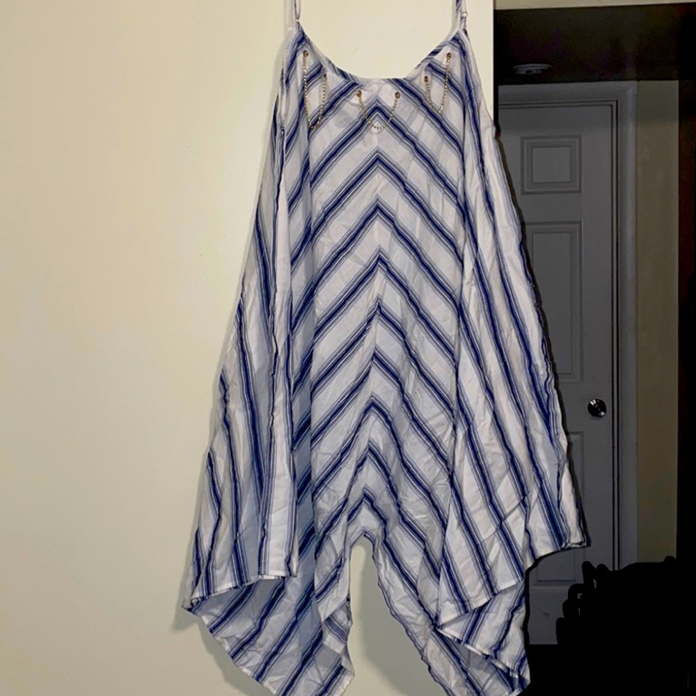 I am selling a spaghetti strapped beach dress, colors are blue and White